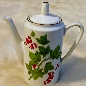 Porcelain TeaPot Floral Design Gold Trim Vintage